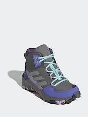 adidas Grey/Blue/Purple Terrex Ax4r Mid Hiking Kids Boots - Image 2 of 8
