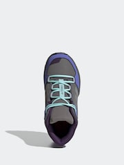 adidas Grey/Blue/Purple Terrex Ax4r Mid Hiking Kids Boots - Image 4 of 8