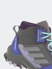 adidas Grey/Blue/Purple Terrex Ax4r Mid Hiking Kids Boots - Image 5 of 8