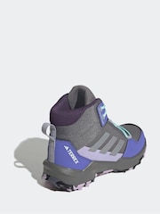 adidas Grey/Blue/Purple Terrex Ax4r Mid Hiking Kids Boots - Image 8 of 8