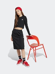 adidas Black Rib Crop Long Sleeve Kids Top - Image 3 of 6