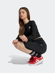 adidas Black Rib Crop Long Sleeve Kids Top - Image 5 of 6