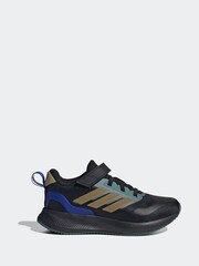 adidas Black/Metallic Runfalcon 5 Hook and Loop Running Kids Trainers - Image 2 of 9