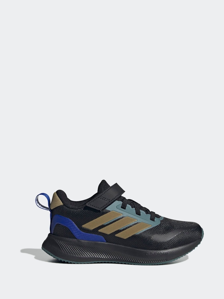 adidas Black/Metallic Runfalcon 5 Hook and Loop Running Kids Trainers - Image 2 of 9