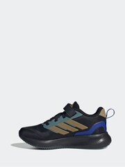 adidas Black/Metallic Runfalcon 5 Hook and Loop Running Kids Trainers - Image 3 of 9