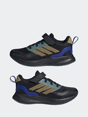 adidas Black/Metallic Runfalcon 5 Hook and Loop Running Kids Trainers - Image 7 of 9
