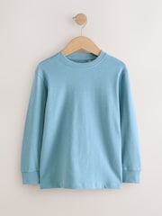 Blue/Green/Grey/Stone Plain Long Sleeve Cosy T-Shirts 4 Pack (3-16yrs) - Image 4 of 7