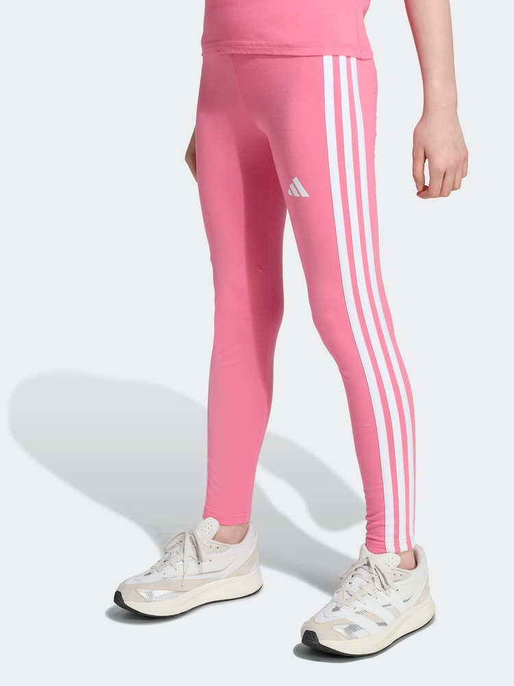 adidas Pink Essentials 3-Stripes Kids Leggings - Image 1 of 6 adidas Pink Essentials 3-Stripes Kids Leggings - Image 1 of 6