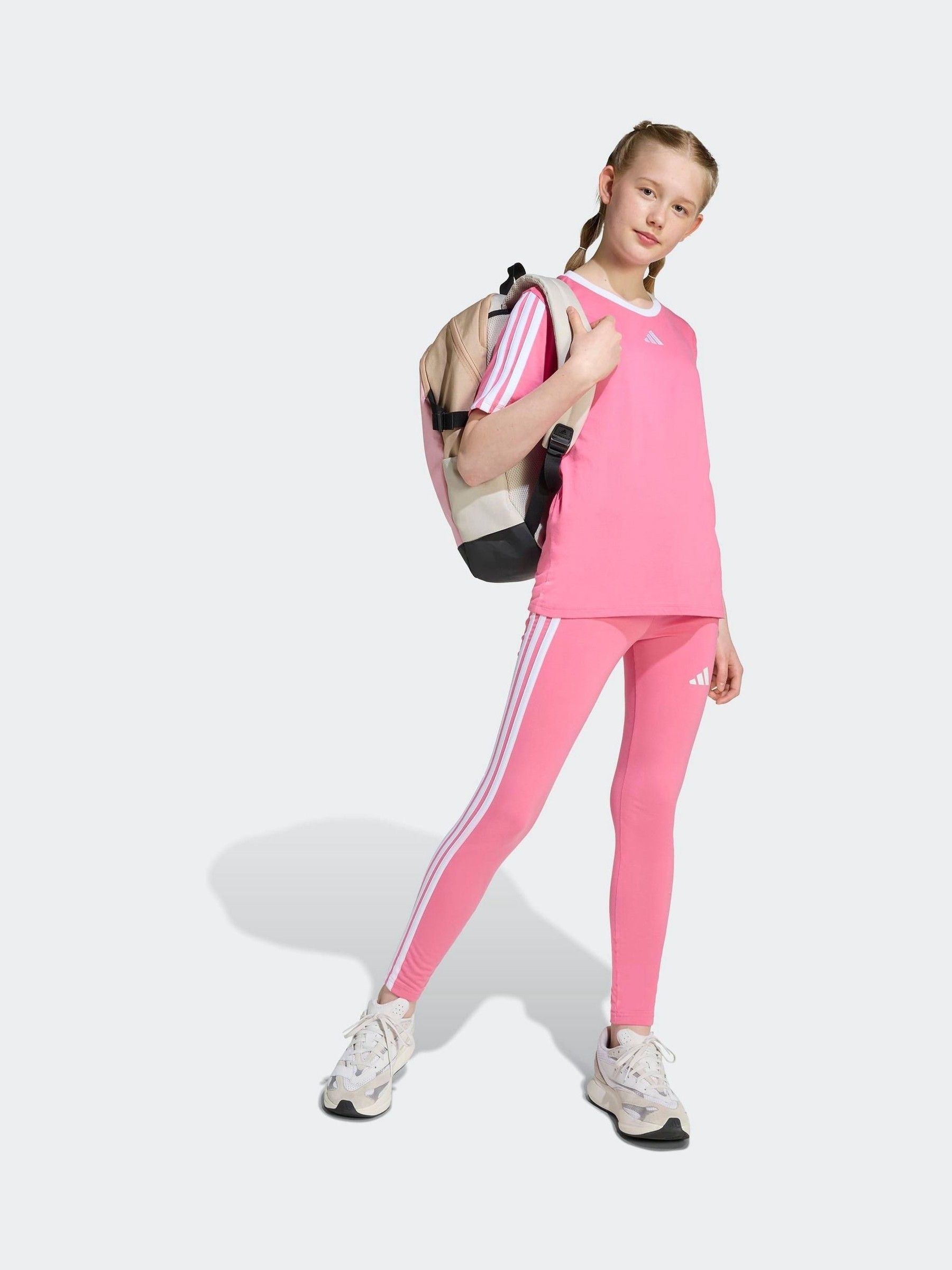 Next：日本 ピンク - adidas Essentials 3 ストライプ キッズ レギンス