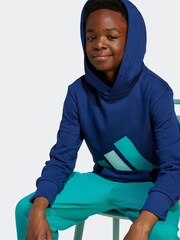 adidas Navy/Green Essentials Kids Hoodie - Image 1 of 6