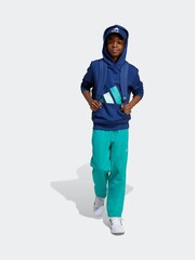 adidas Navy/Green Essentials Kids Hoodie - Image 3 of 6