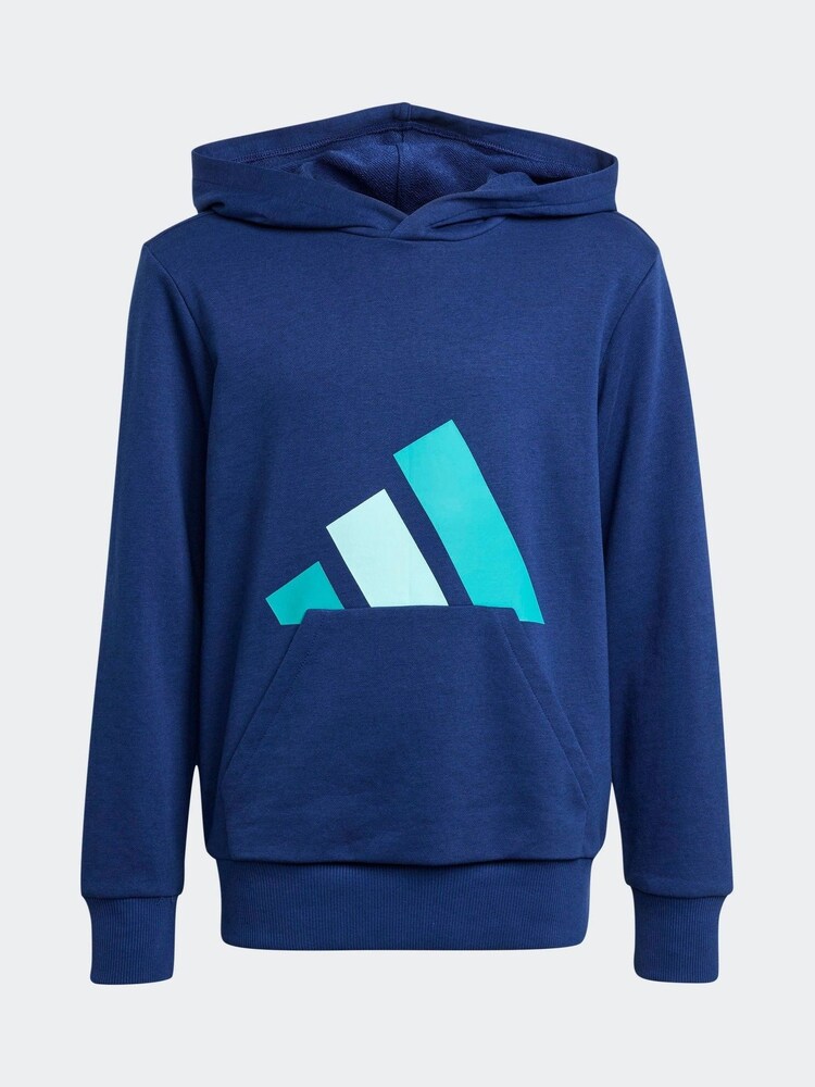 adidas Navy/Green Essentials Kids Hoodie - Image 6 of 6