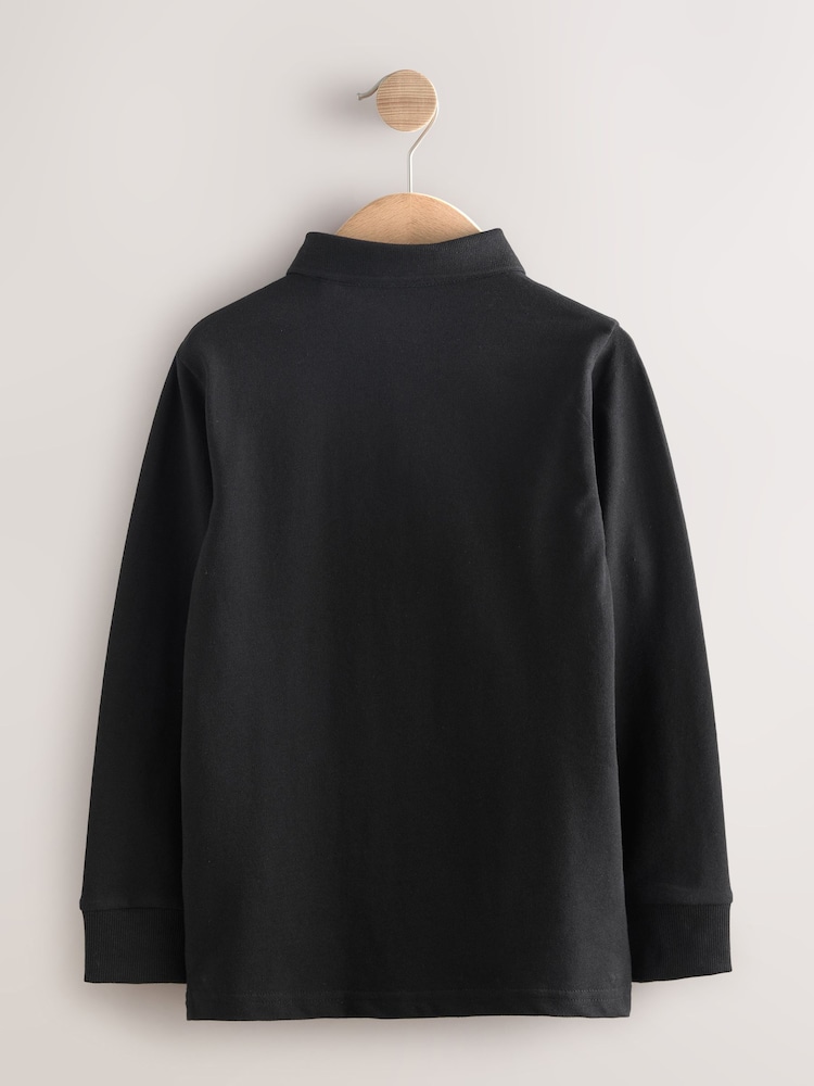 Black Long Sleeve Polo Shirt (3-16yrs) - Image 2 of 4