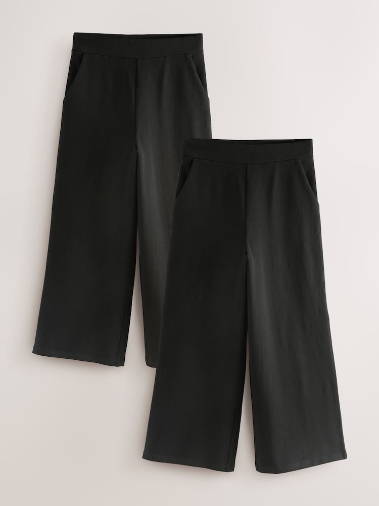 Black 2 Pack Wide Leg Jersey Trousers (3-16yrs) - Image 1 of 3