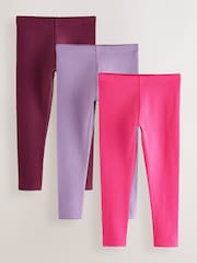 Pink/Lilac/Berry Regular Fit Leggings 3 Pack (3-16yrs) - Image 1 of 7