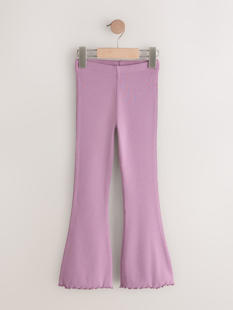 Black and Purple 2 Pack Rib Flare Leggings (3-16yrs) - Image 2 of 5 Black and Purple 2 Pack Rib Flare Leggings (3-16yrs) - Image 2 of 5