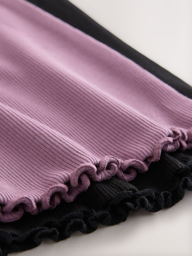 Black and Purple 2 Pack Rib Flare Leggings (3-16yrs) - Image 5 of 5 Black and Purple 2 Pack Rib Flare Leggings (3-16yrs) - Image 5 of 5