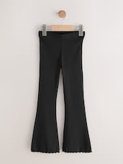 Black and Animal 2 Pack Rib Flare Leggings (3-16yrs) - Image 2 of 6