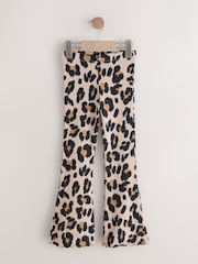 Black and Animal 2 Pack Rib Flare Leggings (3-16yrs) - Image 3 of 6