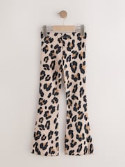 Black and Animal 2 Pack Rib Flare Leggings (3-16yrs) - Image 4 of 6