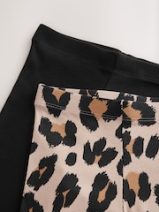 Black and Animal 2 Pack Rib Flare Leggings (3-16yrs) - Image 5 of 6