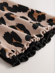 Black and Animal 2 Pack Rib Flare Leggings (3-16yrs) - Image 6 of 6