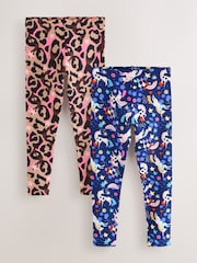 Animal And Unicorn Leggings 2 Pack (3-16yrs) - Image 1 of 6