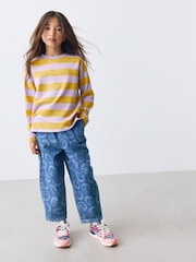 Purple/Ochre Stripe Textured Long Sleeve Top (3-16yrs) - Image 2 of 8