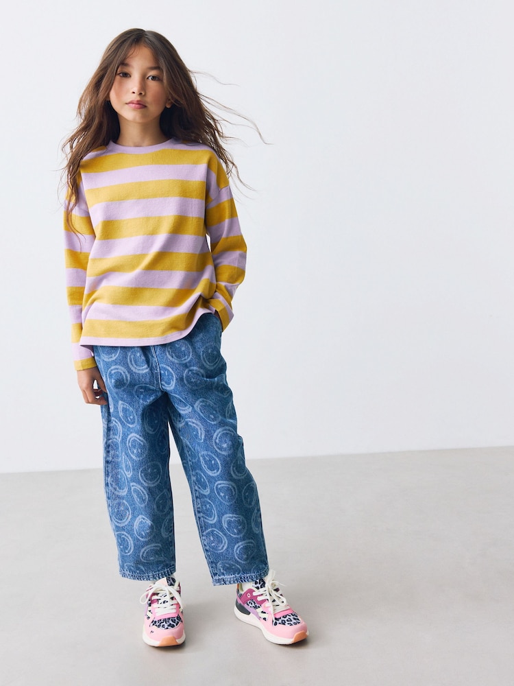 Purple/Ochre Stripe Textured Long Sleeve Top (3-16yrs) - Image 2 of 8