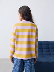 Purple/Ochre Stripe Textured Long Sleeve Top (3-16yrs) - Image 3 of 8
