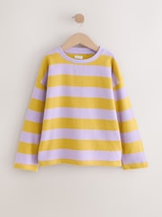 Purple/Ochre Stripe Textured Long Sleeve Top (3-16yrs) - Image 5 of 8