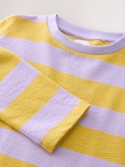 Purple/Ochre Stripe Textured Long Sleeve Top (3-16yrs) - Image 7 of 8