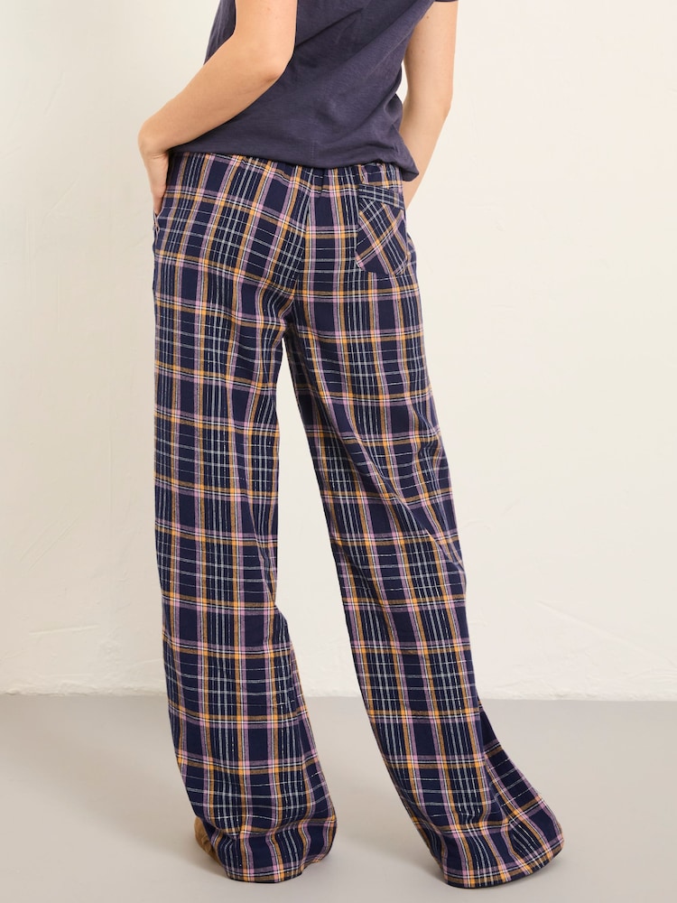 FatFace Lola Navy Metallic Check Pyjama Bottoms - Image 2 of 6