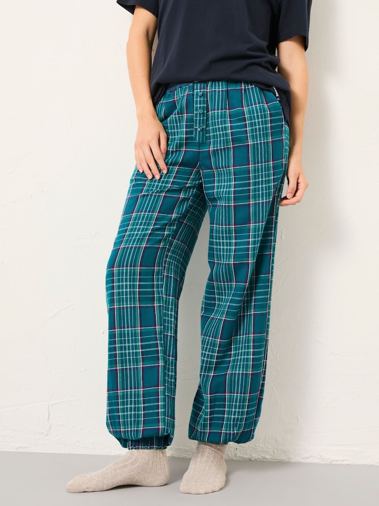 FatFace Rae Teal Blue Check Boyfriend Pyjama Bottoms - Image 1 of 6 FatFace Rae Teal Blue Check Boyfriend Pyjama Bottoms - Image 1 of 6