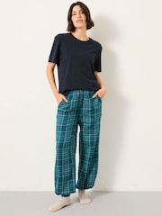 FatFace Rae Teal Blue Check Boyfriend Pyjama Bottoms - Image 3 of 6