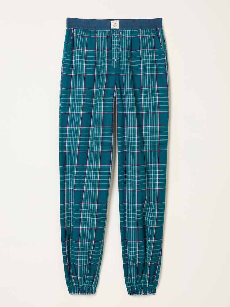 FatFace Rae Teal Blue Check Boyfriend Pyjama Bottoms - Image 6 of 6 FatFace Rae Teal Blue Check Boyfriend Pyjama Bottoms - Image 6 of 6