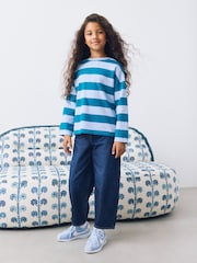 Blue Stripe Textured Long Sleeve Top (3-16yrs) - Image 1 of 8