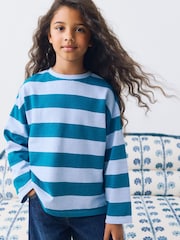Blue Stripe Textured Long Sleeve Top (3-16yrs) - Image 2 of 8