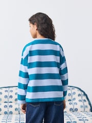 Blue Stripe Textured Long Sleeve Top (3-16yrs) - Image 3 of 8