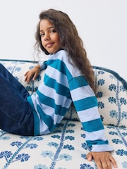 Blue Stripe Textured Long Sleeve Top (3-16yrs) - Image 4 of 8
