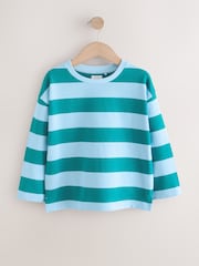 Blue Stripe Textured Long Sleeve Top (3-16yrs) - Image 5 of 8