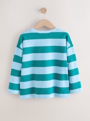 Blue Stripe Textured Long Sleeve Top (3-16yrs) - Image 6 of 8