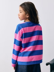 Pink/Blue Stripe Textured Long Sleeve Top (3-16yrs) - Image 2 of 8