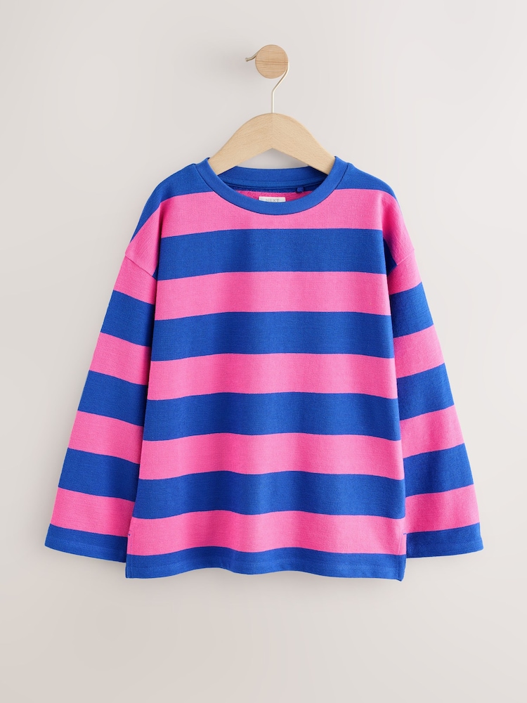 Chemise Manches Longues Rayée Forever 21 Girls - Taille 11/12, Rose Et Bleu Marine, Occasion