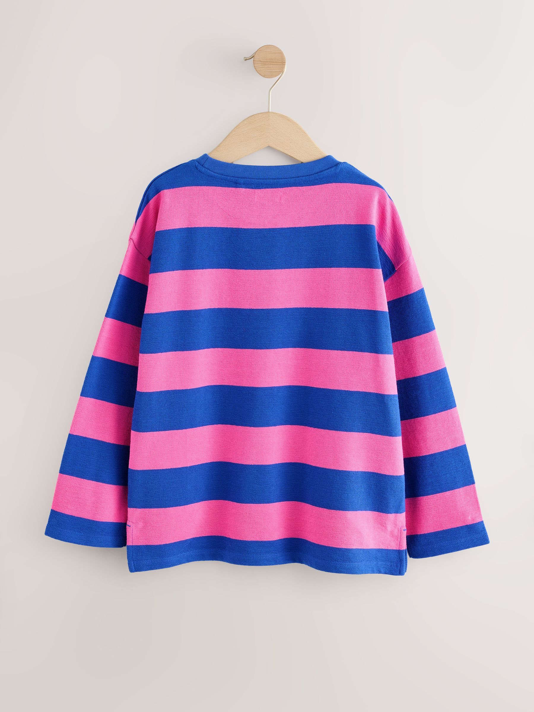 Buy Pink/Blue Stripe Textured Long Sleeve Top (3-16yrs) from Next USA