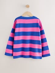 Pink/Blue Stripe Textured Long Sleeve Top (3-16yrs) - Image 6 of 8