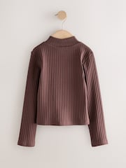 Chocolate Brown High Neck Long Sleeve Top (3-16yrs) - Image 2 of 4