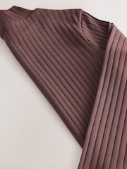 Chocolate Brown High Neck Long Sleeve Top (3-16yrs) - Image 3 of 4