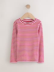 Red/Pink Long Sleeve Ribbed Top (3-16yrs) - Image 1 of 5