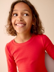 Red Long Sleeve Ribbed Top (3-16yrs) - Image 3 of 7